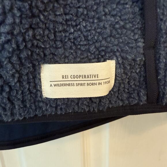 REI Co-Op Jacket Womens LG Aureum Sherpa Hoodie Blue Full Zip Pockets Soft Warm - Picture 4 of 13
